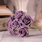 Foam Roos 6cm  Tea Rose X6 Mauve Foamroos, Huis en Inrichting, Nieuw