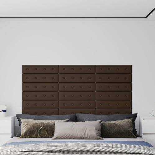 vidaXL Wandpanelen 12 st 1,08 m² 60x15 cm kunstleer bruin, Doe-het-zelf en Bouw, Platen en Panelen, Nieuw, Verzenden