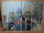 Pieter Huijzer (1951) - Nieuwe haven Dordrecht, Antiek en Kunst, Kunst | Schilderijen | Klassiek