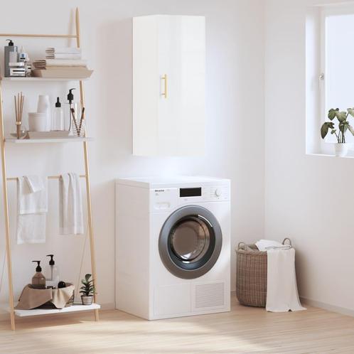 vidaXL Hangkast 34,5x34x90 cm hoogglans wit, Huis en Inrichting, Kasten | Dressoirs, Nieuw, Verzenden