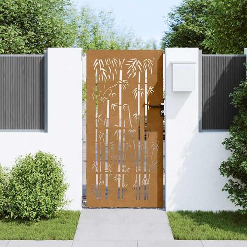 vidaXL Poort 85x200 cm bamboe-ontwerp cortenstaal, Tuin en Terras, Tuinpoorten, Nieuw, Verzenden