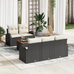 vidaXL Tuinbank Set 6 pcs Zwart, wit Middelgroot Riet,, Verzenden, Nieuw