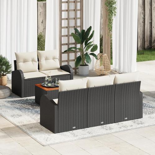 vidaXL Tuinbank Set 6 pcs Zwart, wit Middelgroot Riet,, Tuin en Terras, Tuinsets en Loungesets, Nieuw, Verzenden