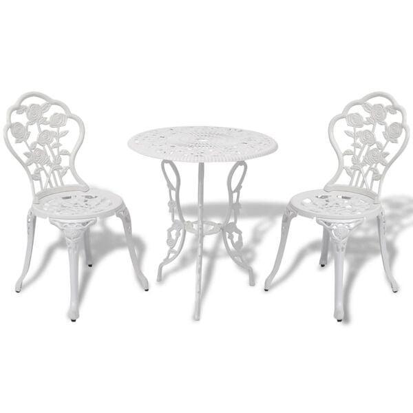 3-delige Bistroset Wit Gietijzer | OP = OP 40%, Tuin en Terras, Tuinsets en Loungesets, Nieuw, Aluminium, Tuinset, 2 zitplaatsen