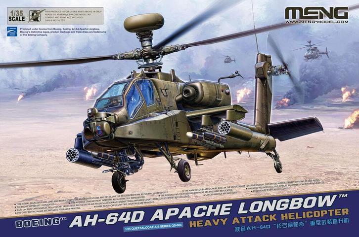MENG-Model QS-004 Boeing AH-64D Apache Longbow Heavy Attack, Hobby en Vrije tijd, Modelbouw | Vliegtuigen en Helikopters, Nieuw