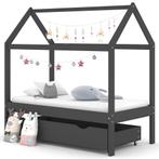 vidaXL Kinderbedframe met lade grenenhout donkergrijs 70x140, Kinderen en Baby's, Verzenden, Nieuw