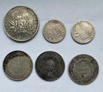 Frankrijk, België, Duitsland. Lot van 6 zilveren (.835), Postzegels en Munten, Munten | Europa | Niet-Euromunten