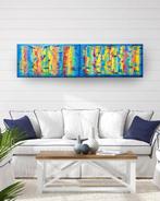 Ksavera - Colorful Abstract painting A1111 - impasto diptych, Antiquités & Art