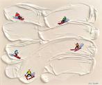 Juli Lampe (1980) - Snowy ski Lovers., Antiquités & Art, Art | Peinture | Moderne