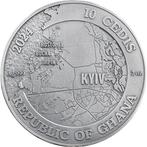 Ghana. 10 Cedis 2024 Battle of Kyiv 2 oz Antique finish