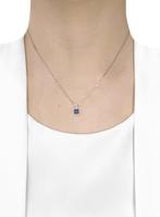 Ketting met hanger - 18 karaat Witgoud - 0.26ct. tw. Saffier