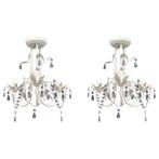 vidaXL Kroonluchters kristal 2 st elegant wit, Huis en Inrichting, Lampen | Kroonluchters, Verzenden, Nieuw