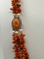 Halsketting - 18 karaat Geel goud Koraal, Handtassen en Accessoires, Kettingen, Nieuw