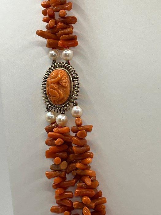 Halsketting - 18 karaat Geel goud Koraal, Handtassen en Accessoires, Kettingen