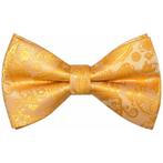 Fako Fashion - Vlinderstrik Paisley - 100% Zijde - Goud Geel, Kleding | Heren, Stropdassen, Verzenden, Nieuw