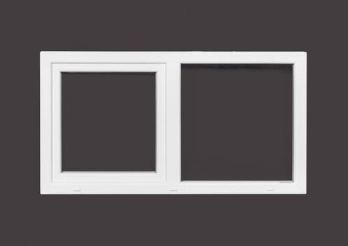 PVC raam vast-draaikiep B.200 x H.130 Wit stomp-profiel., Doe-het-zelf en Bouw, Glas en Ramen, Dubbelglas, Nieuw, Gevelraam of Ruit
