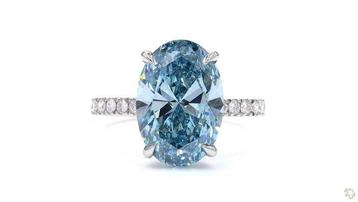 Zonder Minimumprijs - Ring Platina -  5.50ct. tw. Blauw, Handtassen en Accessoires, Ringen, Nieuw