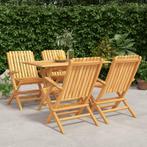 vidaXL 5-delige Tuinset massief teakhout, Tuin en Terras, Tuinsets en Loungesets, Verzenden, Nieuw, Tuinset