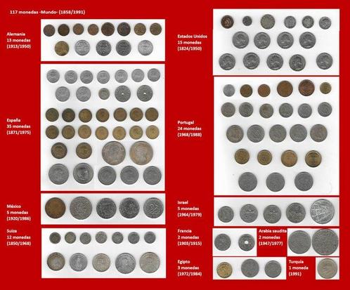 Wereld, 117 munten: Duitsland, Spanje, Mexico, Zwitserland,, Postzegels en Munten, Munten | Europa | Niet-Euromunten