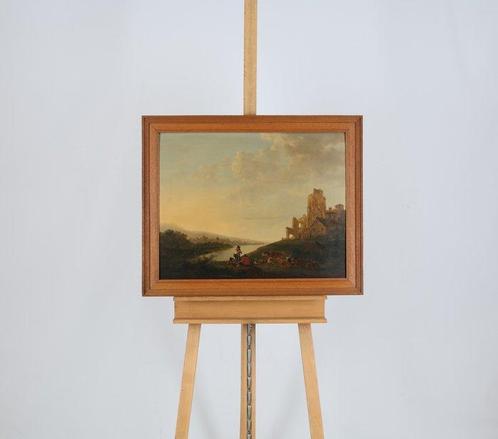 Hollandse School (XVIII-XIX) - Drie mannen met hun vee, Antiek en Kunst, Kunst | Schilderijen | Klassiek