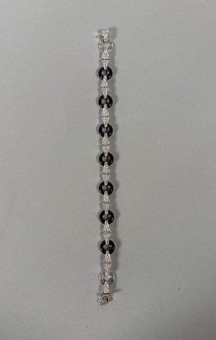 Armband - 18 karaat Witgoud Onyx - Diamant, Handtassen en Accessoires, Armbanden