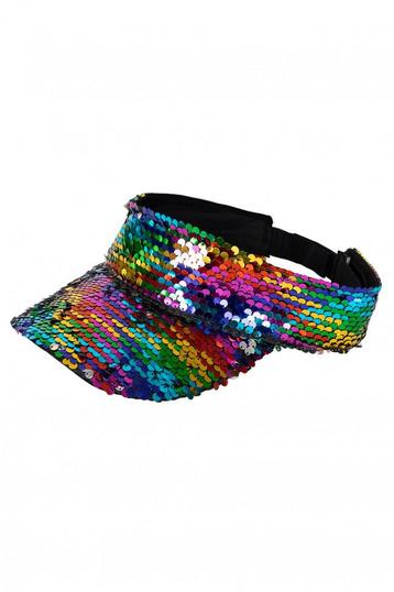 Zonneklep Regenboog Sequin Gekleurde Pet met Pailletten Glit