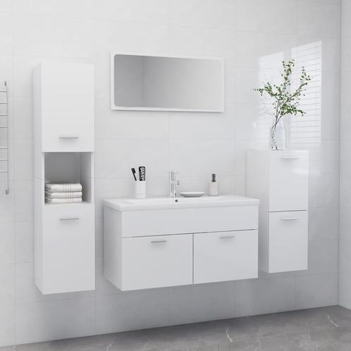 vidaXL Badkamermeubelset spaanplaat hoogglans wit, Maison & Meubles, Salle de bain | Meubles de Salle de bain, Envoi