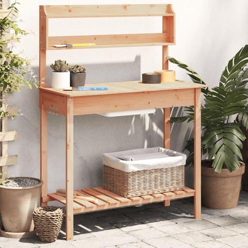 vidaXL Oppottafel met spoelbak 147,5x44x139,5 cm vurenhout, Tuin en Terras, Bloembakken en Plantenbakken, Nieuw, Verzenden