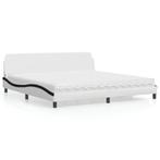 vidaXL Bed met matras kunstleer wit en zwart 200x200 cm, Verzenden