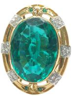 Zonder minimumprijs - Ring - 9 kt. Zilver, Geel goud Smaragd