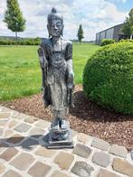 Beeld, 110 cm hoog tuinbeeld Boeddha zilver bronze kleur  -