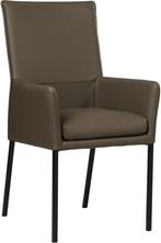 Bruine leren moderne eetkamerstoel - poot vierkant zwart -, Huis en Inrichting, Stoelen, Overige kleuren, Nieuw, Leer, Ophalen of Verzenden