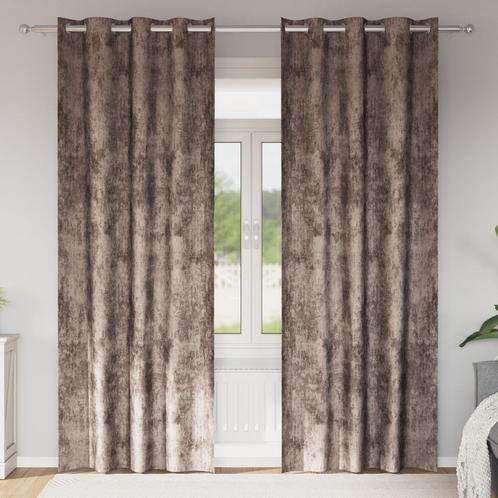 vidaXL Velours Gordijnen 2 Stuks met Oogjes Cappuccino 245 x, Huis en Inrichting, Stoffering | Gordijnen en Lamellen, Nieuw, Verzenden