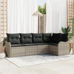 vidaXL 5-delige ligzetel set met kussens lichtgrijs poly, Tuin en Terras, Verzenden, Nieuw