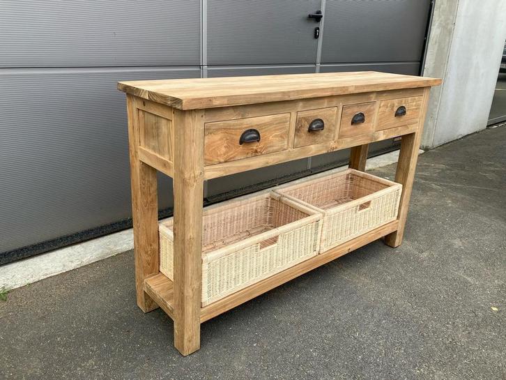 Bijzettafel SUBANG 130x45x80, Huis en Inrichting, Tafels | Bijzettafels, 60 cm of meer, 75 cm of meer, Rechthoekig, Nieuw, Hout