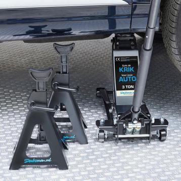 Datona Autokrik laag model 3 ton met twee hoge assteunen - beschikbaar voor biedingen