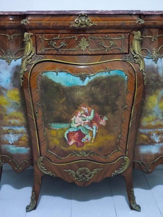Hoog dressoir - Hout, Marmer, Brons, Verf - bediende, Antiek en Kunst, Curiosa en Brocante