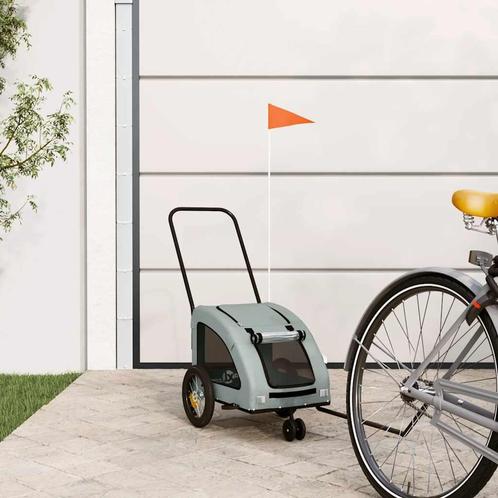 vidaXL Hondenfietstrailer oxford stof en ijzer grijs, Dieren en Toebehoren, Overige Dieren-accessoires, Nieuw, Verzenden