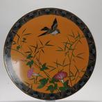 Period Japanese Wall dish Bronze Flowers Cloisonne - Brons -