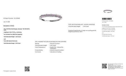 Bracelet - 18 carats Or blanc - 4.60ct. tw. Saphir - Diamant, Handtassen en Accessoires, Antieke sieraden