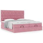 vidaXL Bedframe met matrassen 160x200cm fluweel roze, Huis en Inrichting, Slaapkamer | Bedden, Verzenden, Nieuw