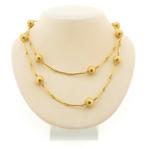 18 Krt. Gouden lange ketting/sautoir met bolletjes | 104 cm, Handtassen en Accessoires, Kettingen, Ophalen of Verzenden, Gebruikt