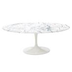 Eettafel Tulip Table Oval Bovenblad Marmer wit Onderstel wit, Maison & Meubles, Verzenden