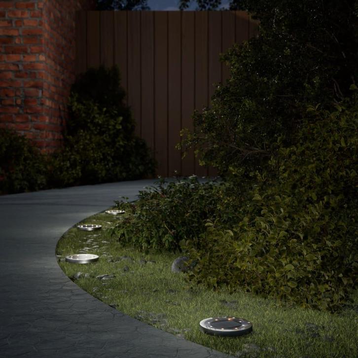 vidaXL Grondlampen 12 st solar met grondpennen warmwit, Tuin en Terras, Buitenverlichting, Nieuw, Verzenden