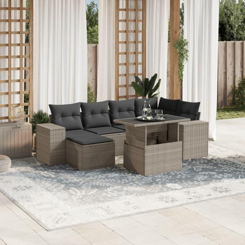 vidaXL Salon de jardin avec coussins 7 pcs gris clair, Jardin & Terrasse, Ensembles de jardin, Salons de jardin, Neuf, Envoi