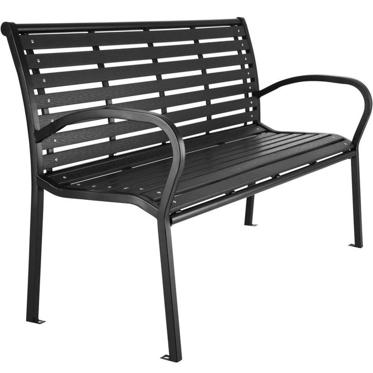 tectake Tuinbank Pino 3-zitter 126x62x81,5cm - zwart, Tuin en Terras, Overige Tuin en Terras, Verzenden
