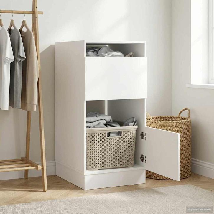 vidaXL Wasrek met opslag met de deur Wit 50 x 68 x 102 cm, Huis en Inrichting, Kasten | Overige, Nieuw, Verzenden