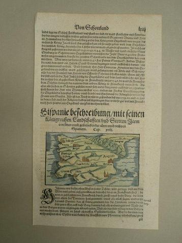 Spanje - Portugal; S. Münster - Hispaniae descriptio - beschikbaar voor biedingen