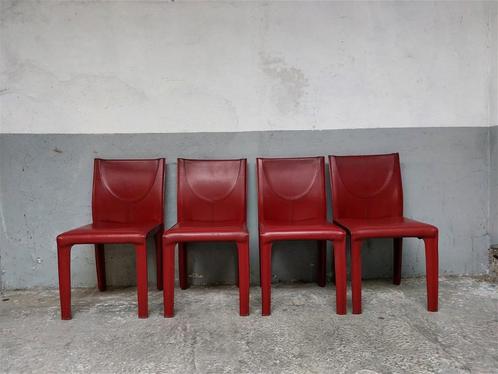 4 x dark leather arper dining chairs, Italy 1980, Maison & Meubles, Chaises