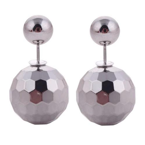 Fako Bijoux® - Oorbellen - Double Acrylic Dots - Grijs, Handtassen en Accessoires, Oorbellen, Verzenden